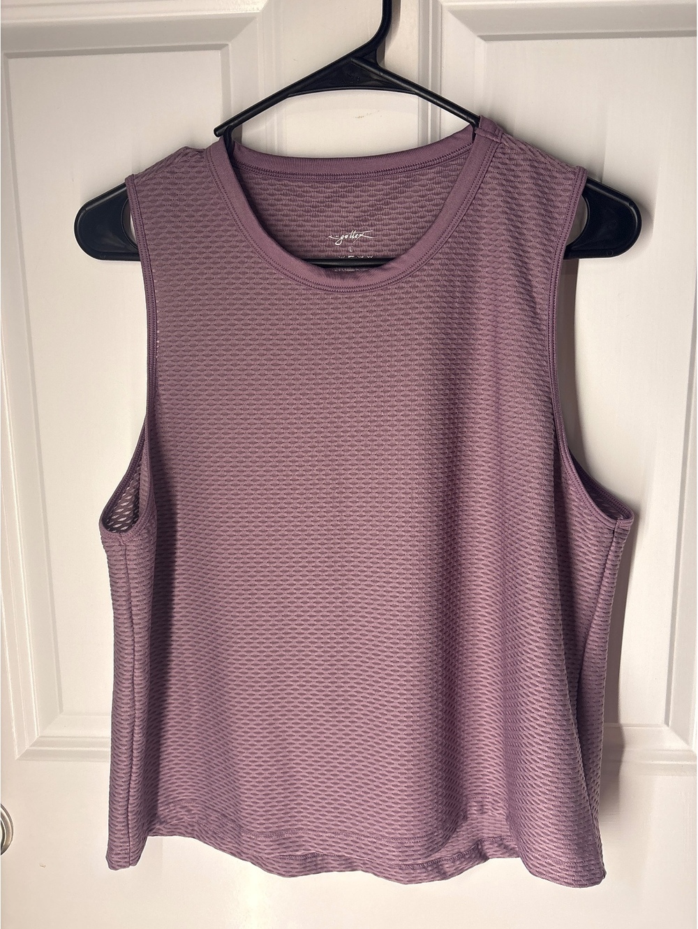 Activewear Athleisure X by Gottex Purple Honeycomb Textured Crewneck Tank Top